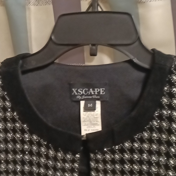 FINAL PRICE NWOT XSCAPE black/white silver 2-pc pattern designed jacket set - Picture 12 of 13